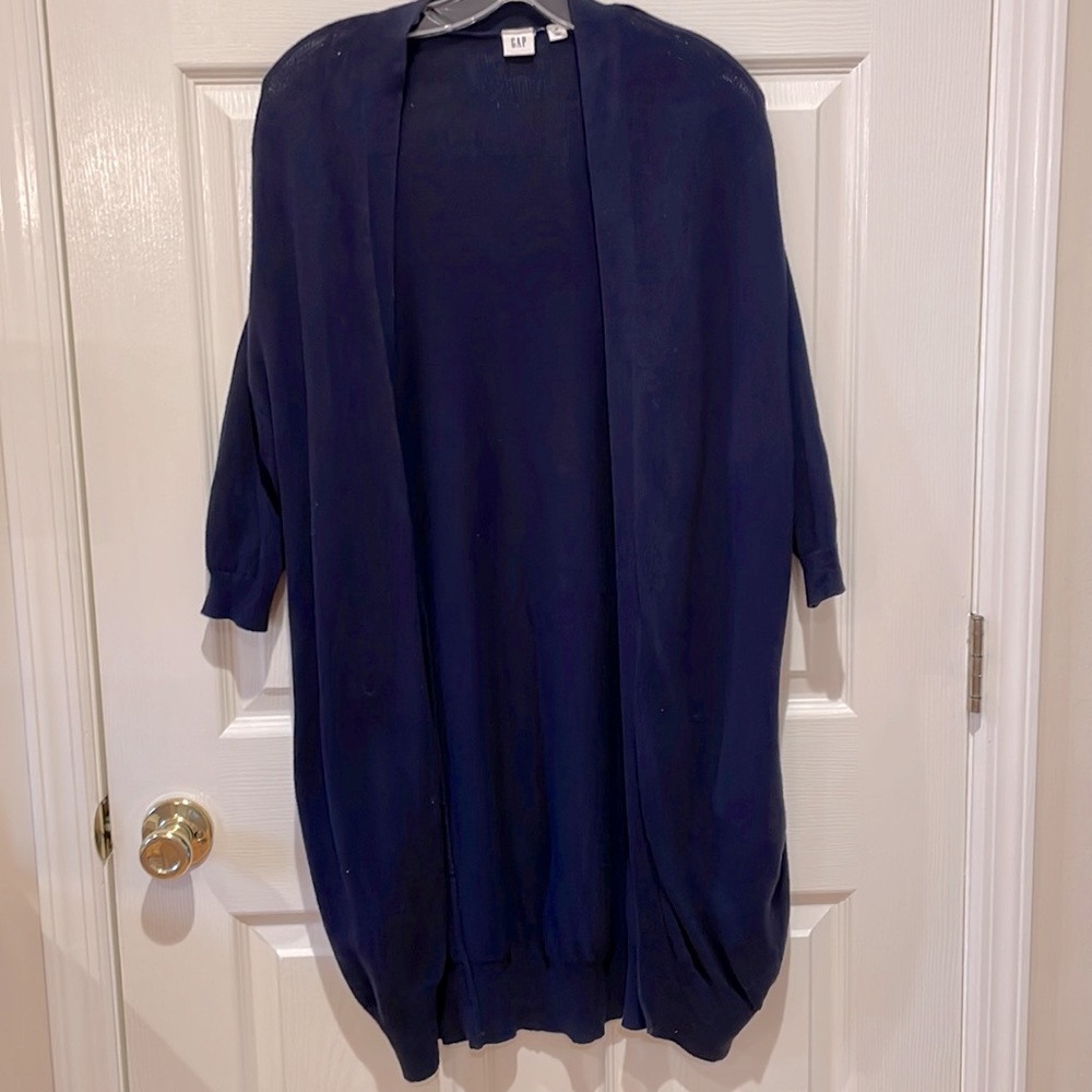 Navy Blue Half Sleeve Open Front Cardigan